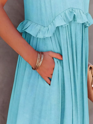Maxi Dress Halter Neck Ruffled Detailing Flowy Lightweight Design Versatile Summer-81649-294368fd-5dc2-42e1-9fab-b4bba850a47a