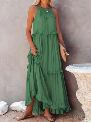 Maxi Dress Halter Neck Ruffled Detailing Flowy Lightweight Design Versatile Summer-81649-46db419d-4ec6-423a-afb5-bad208a3c7b7