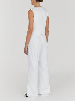 Wide-Leg Two-Piece Set with Sleeveless Vest