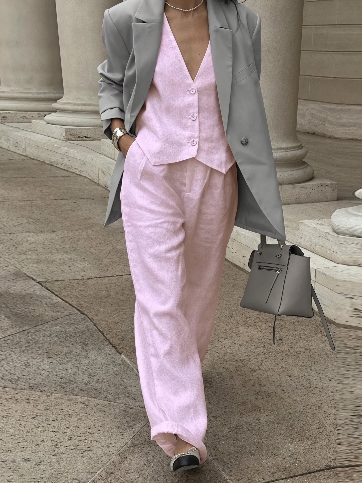 Wide-Leg Two-Piece Set with Sleeveless Vest