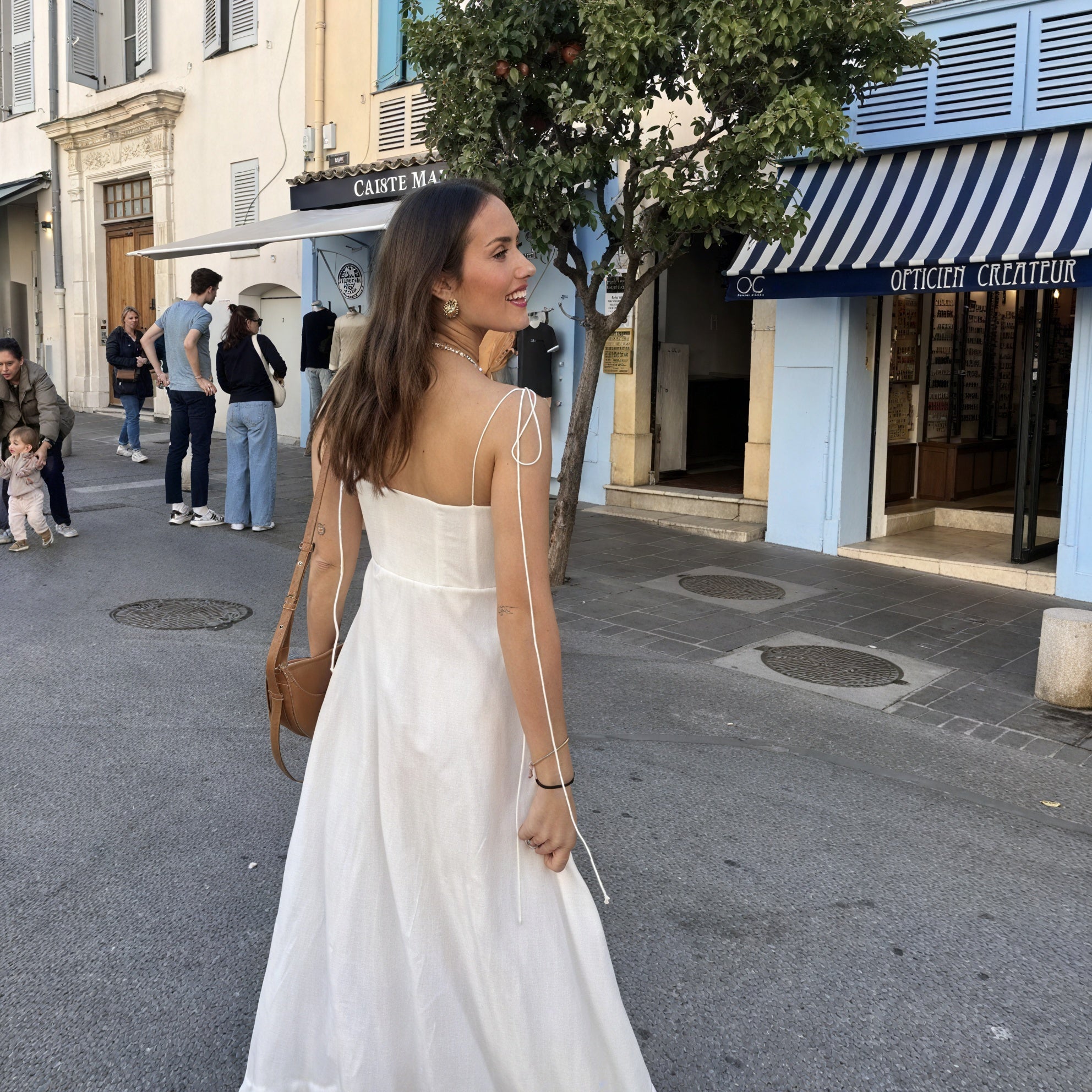 Basicfold Women's White Tiered Maxi Dress – Bustier Bodice, Spaghetti Straps-81821-134207f2-3bc8-4036-958d-1c7aac55db9b
