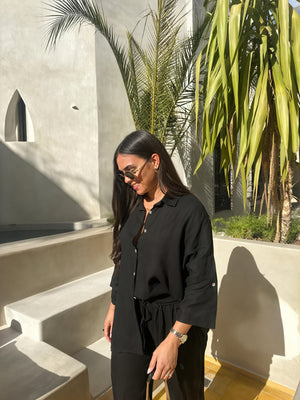 Women's Linen Two-Piece Outfit – Relaxed Button-Down Shirt & Pants Set, Basicfold-82126-4c62a9c9-62b1-4af9-a295-5d5389e43c8c