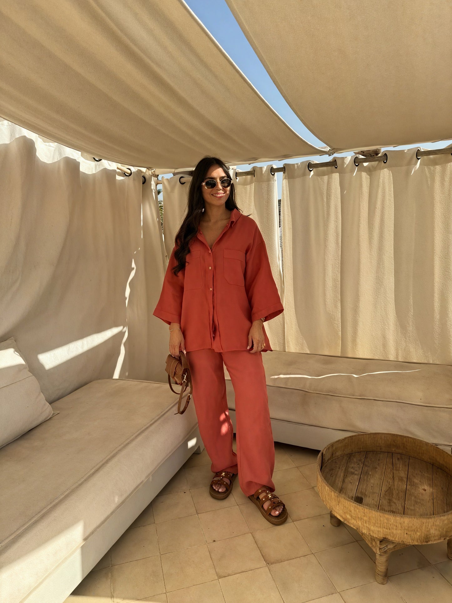 Women's Linen Two-Piece Outfit – Relaxed Button-Down Shirt & Pants Set, Basicfold-82126-4955d328-616c-40bc-b738-1c3fa6fc9e7d