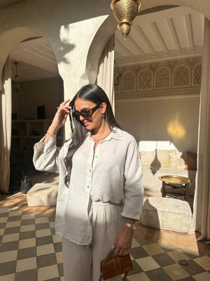 Women's Linen Two-Piece Outfit – Relaxed Button-Down Shirt & Pants Set, Basicfold-82126-3ee76220-4e70-434f-b90b-d908bdc76a48