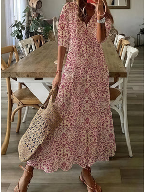Flowing Midi Dress - Ruffle Sleeves