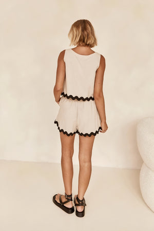 Scalloped Trim Two-Piece Set - High-Waisted