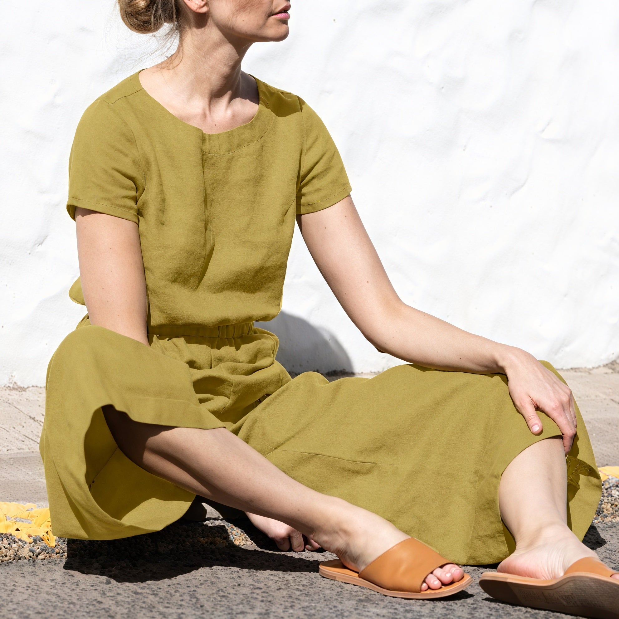 Relaxed Wide-Leg Jumpsuit - Drawstring Waist