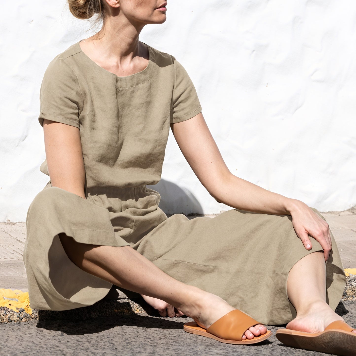 Relaxed Wide-Leg Jumpsuit - Drawstring Waist