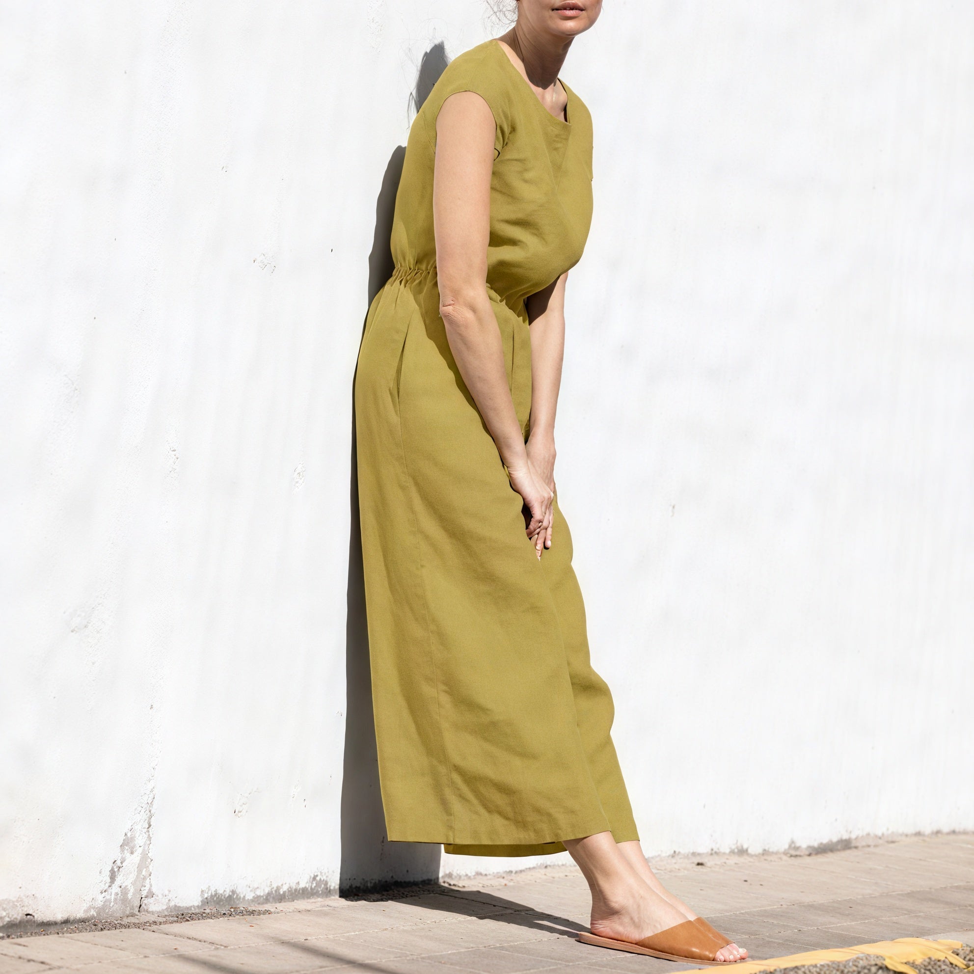 Relaxed Wide-Leg Jumpsuit - Drawstring Waist