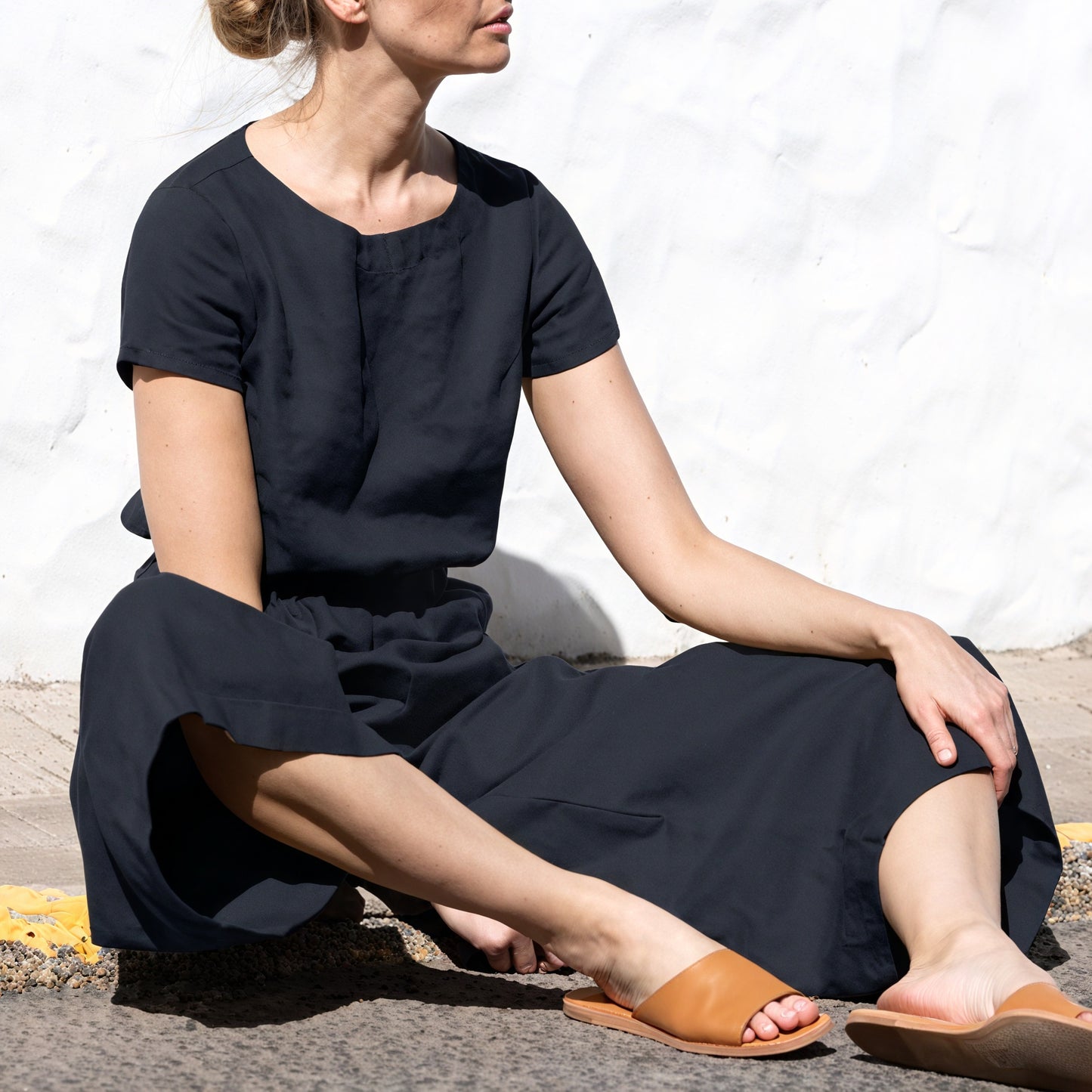 Relaxed Wide-Leg Jumpsuit - Drawstring Waist