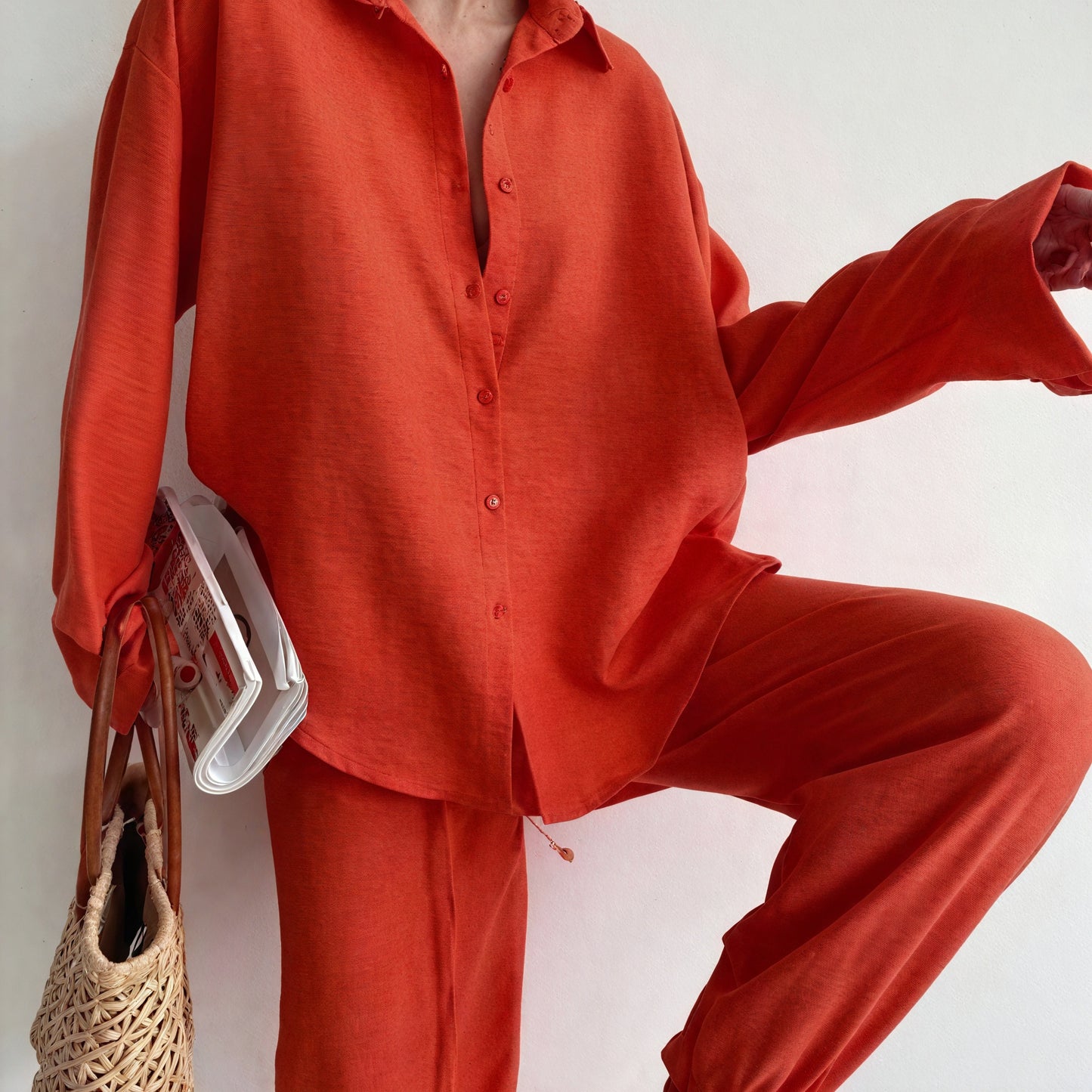 Relaxed Button-Down & Wide-Leg Trousers Set