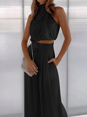 Halter Top & Wide-Leg Trouser Set