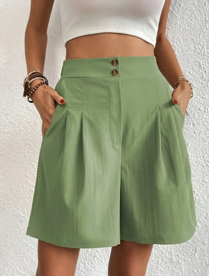 High-Waisted Pleated Wide Leg Shorts