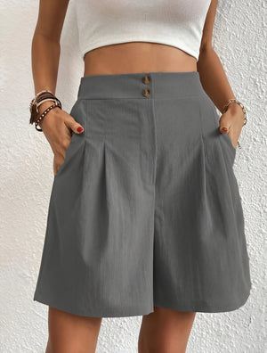 High-Waisted Pleated Wide Leg Shorts