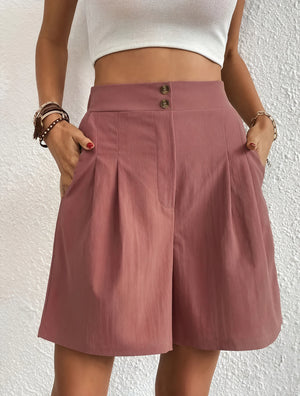 High-Waisted Pleated Wide Leg Shorts