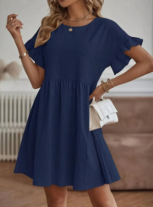 Women's A-Line Dress – Ruffle Short Sleeves, Gathered Waist, Multiple Colors-82588-092ea5fc-93ef-4812-b2f6-4092dfbb9f43