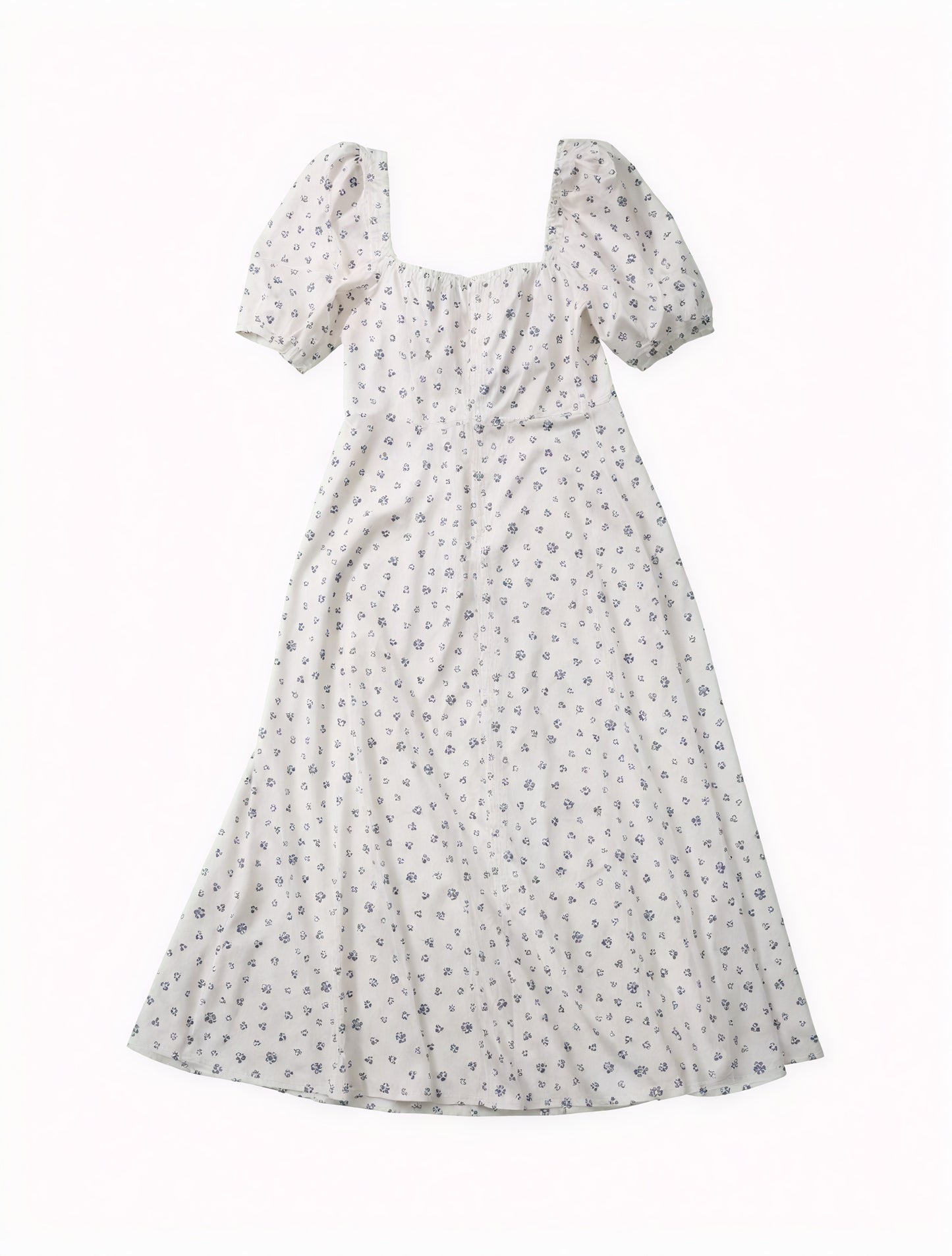 Floral Dress Square Neck Puff Sleeve Tie Bust High Slit Romantic Summer Garden Party-82654-1456d53f-1c32-426c-bcd8-7783bdd1738e