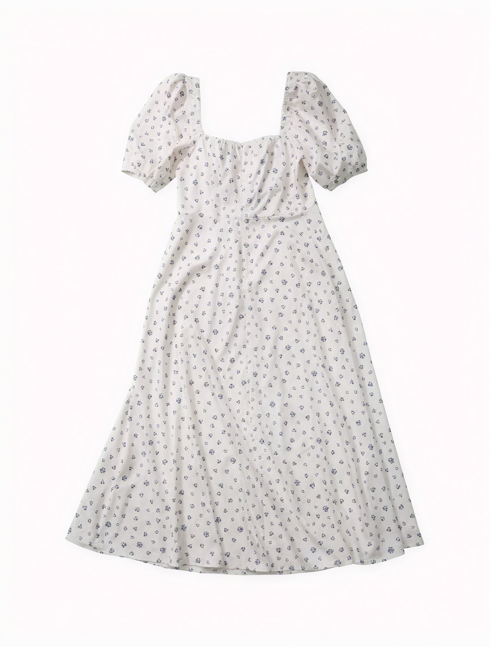 Floral Dress Square Neck Puff Sleeve Tie Bust High Slit Romantic Summer Garden Party-82654-1456d53f-1c32-426c-bcd8-7783bdd1738e