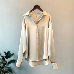 Silky Button-Down Top - Classic Collar
