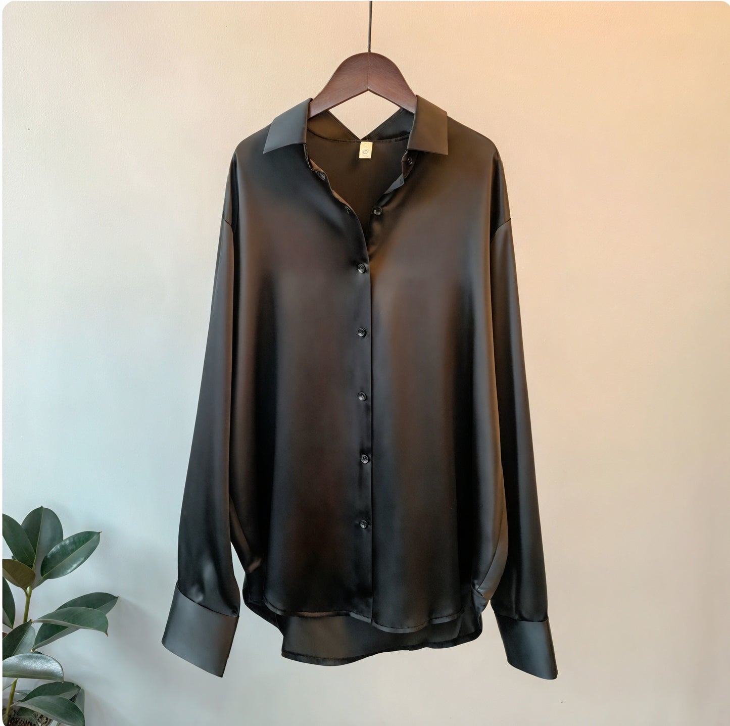Silky Button-Down Top - Classic Collar