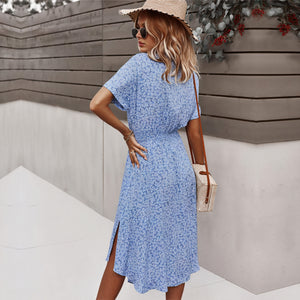 Floral Midi Dress with Tie Waist