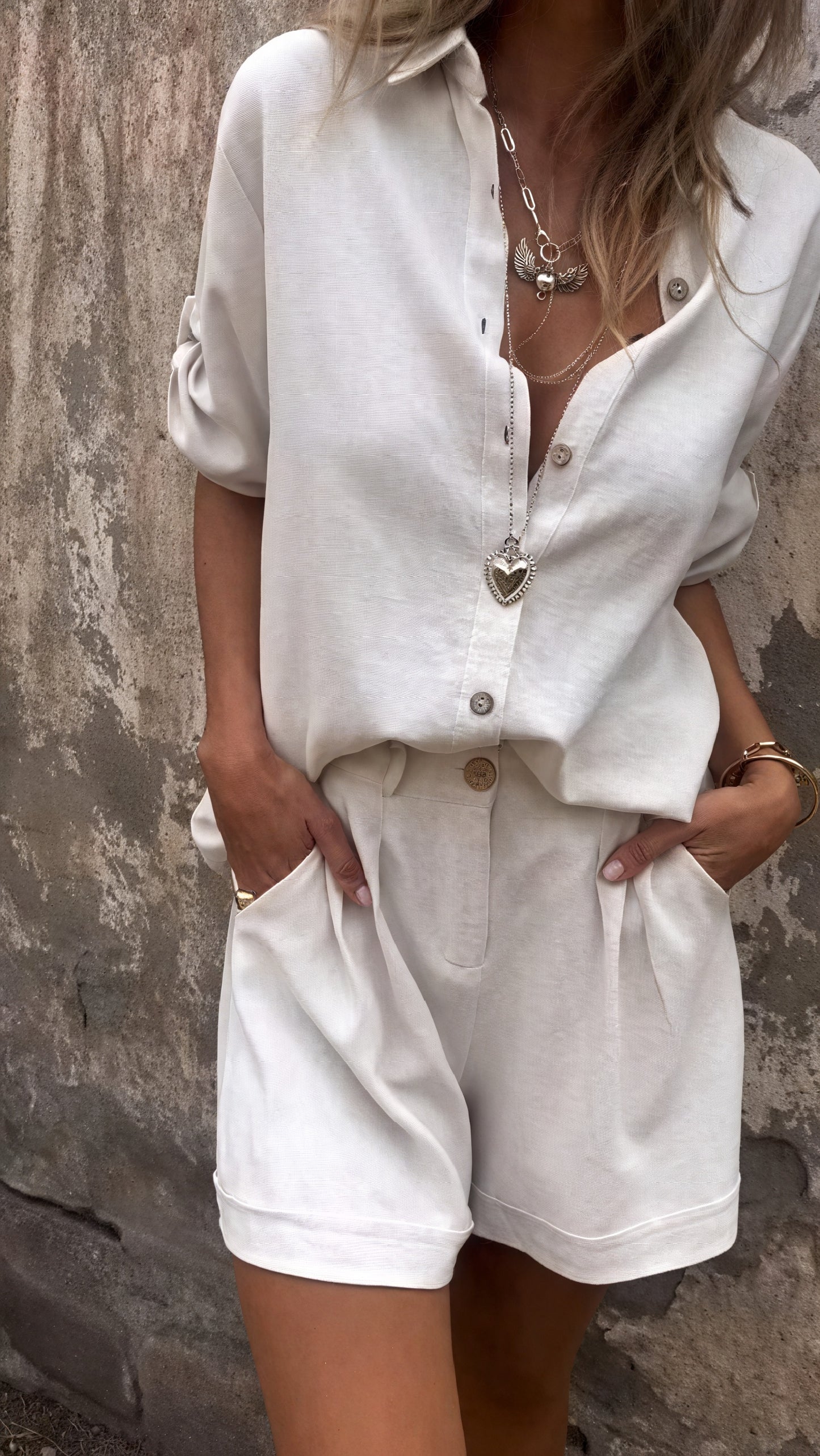 Relaxed Two-Piece Set - Button-Down & Shorts