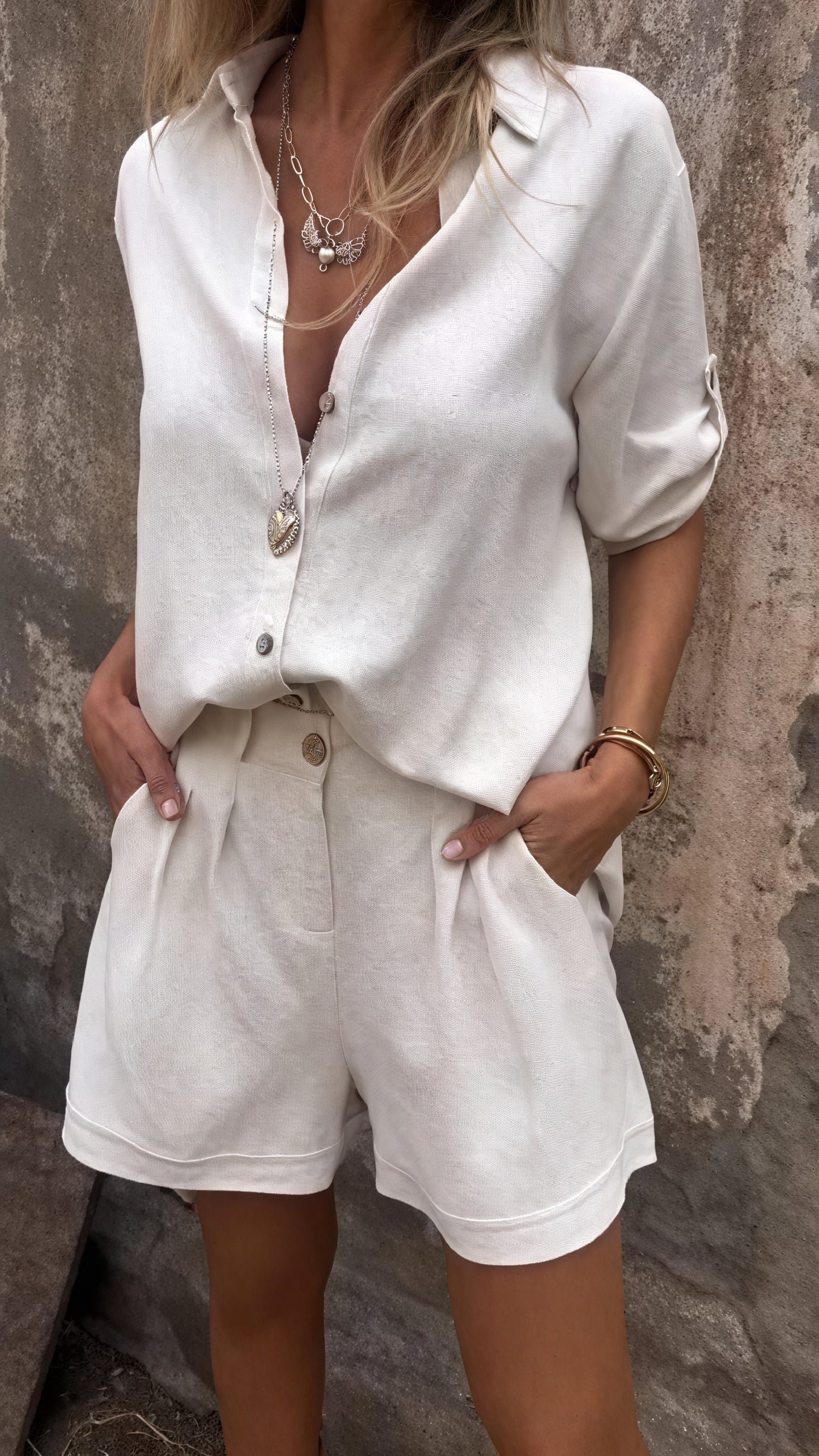 Relaxed Two-Piece Set - Button-Down & Shorts