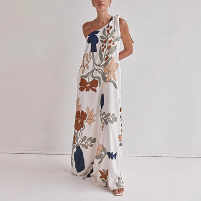 One-Shoulder Floral Maxi Dress – Flowing Silhouette