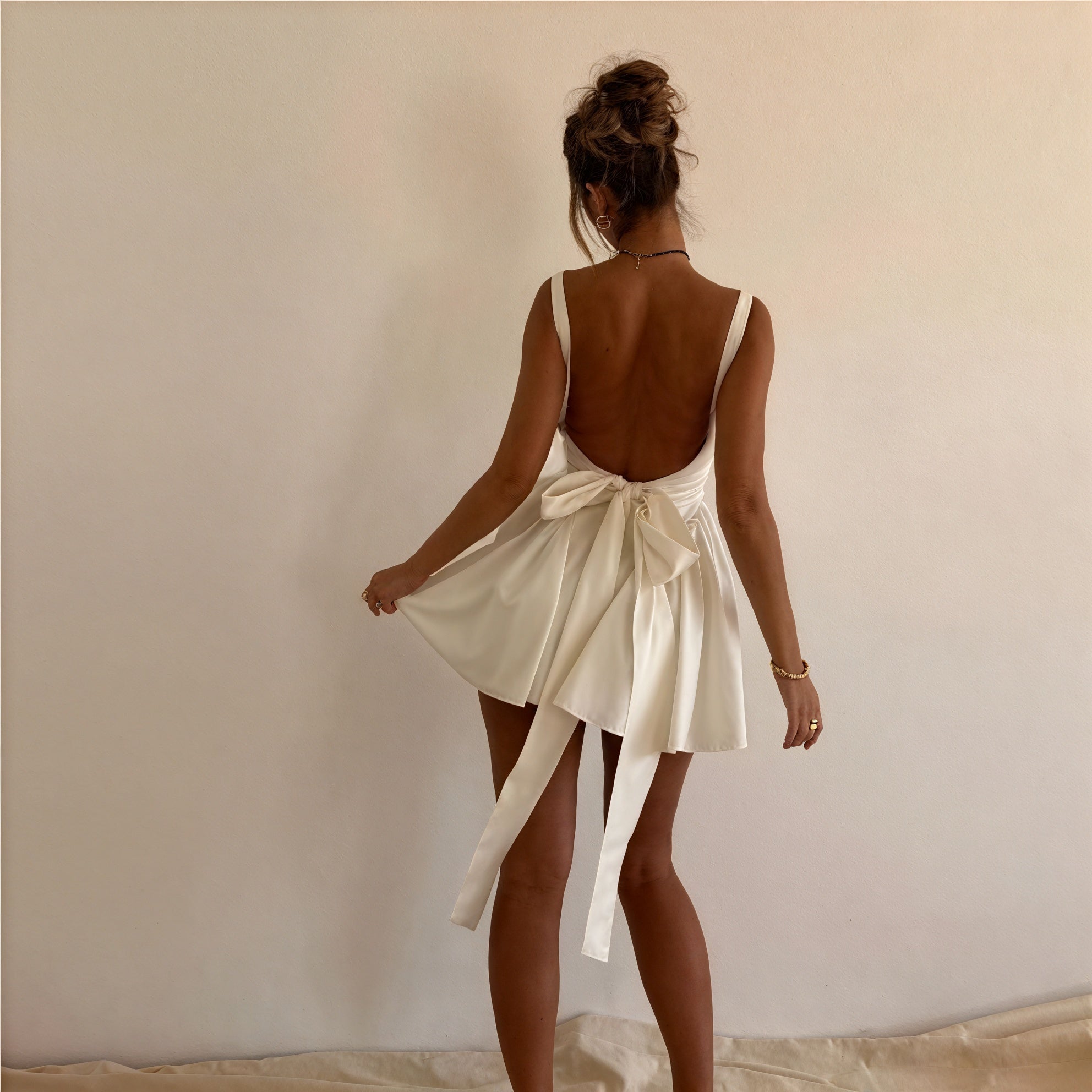 Women's White A-Line Dress – Square Neck, Sleeveless-83234-95072f26-7af5-4c51-a2c0-50753b0f117d