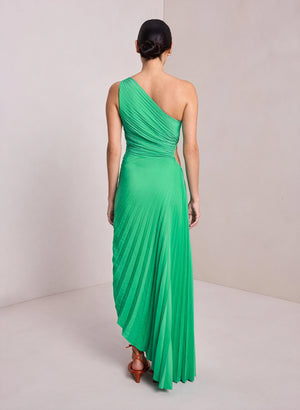 Women's One-Shoulder Pleated Dress – Asymmetrical Hem, Elegant-83236-0824c94f-37d9-455b-a0e8-98abdc40c12e
