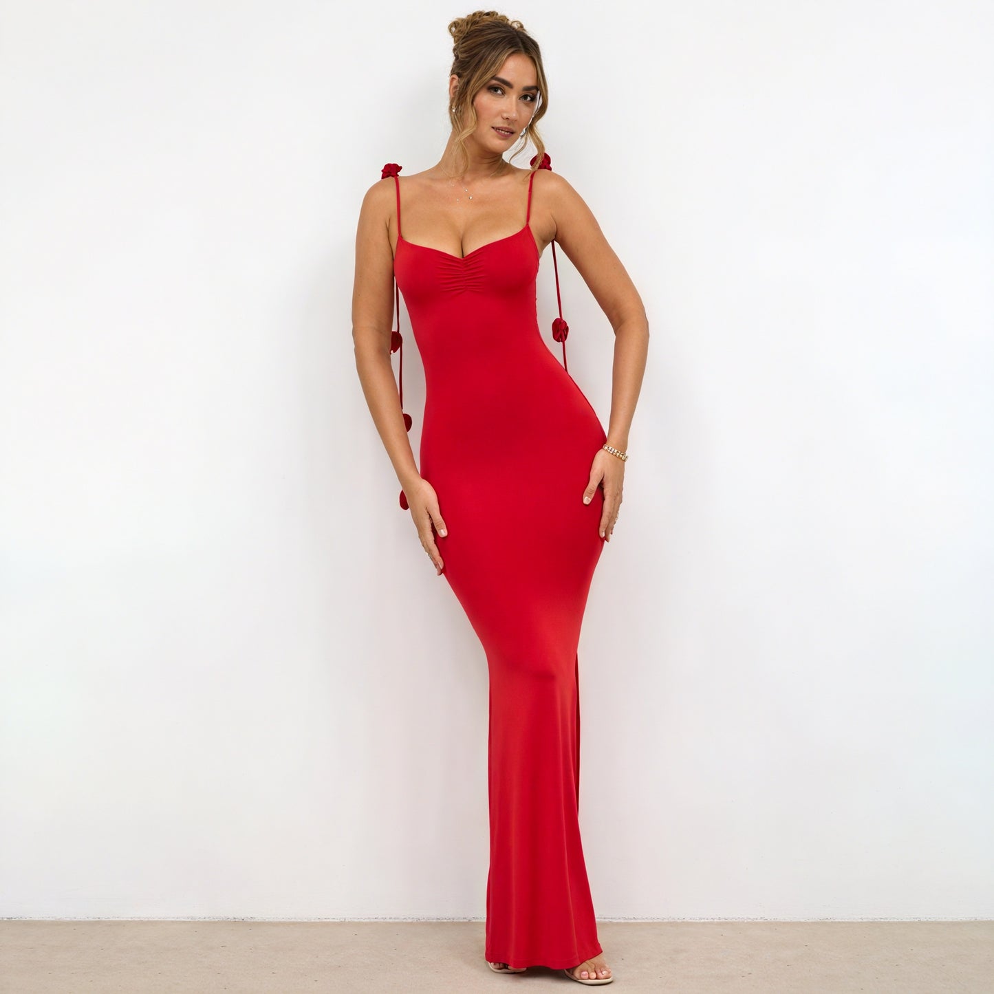 Basicfold Women's Maxi Dress – Sleeveless, Open Back, Floral Strap Detail-83277-7c6835cd-48f9-4c8c-b2e8-1027af804309