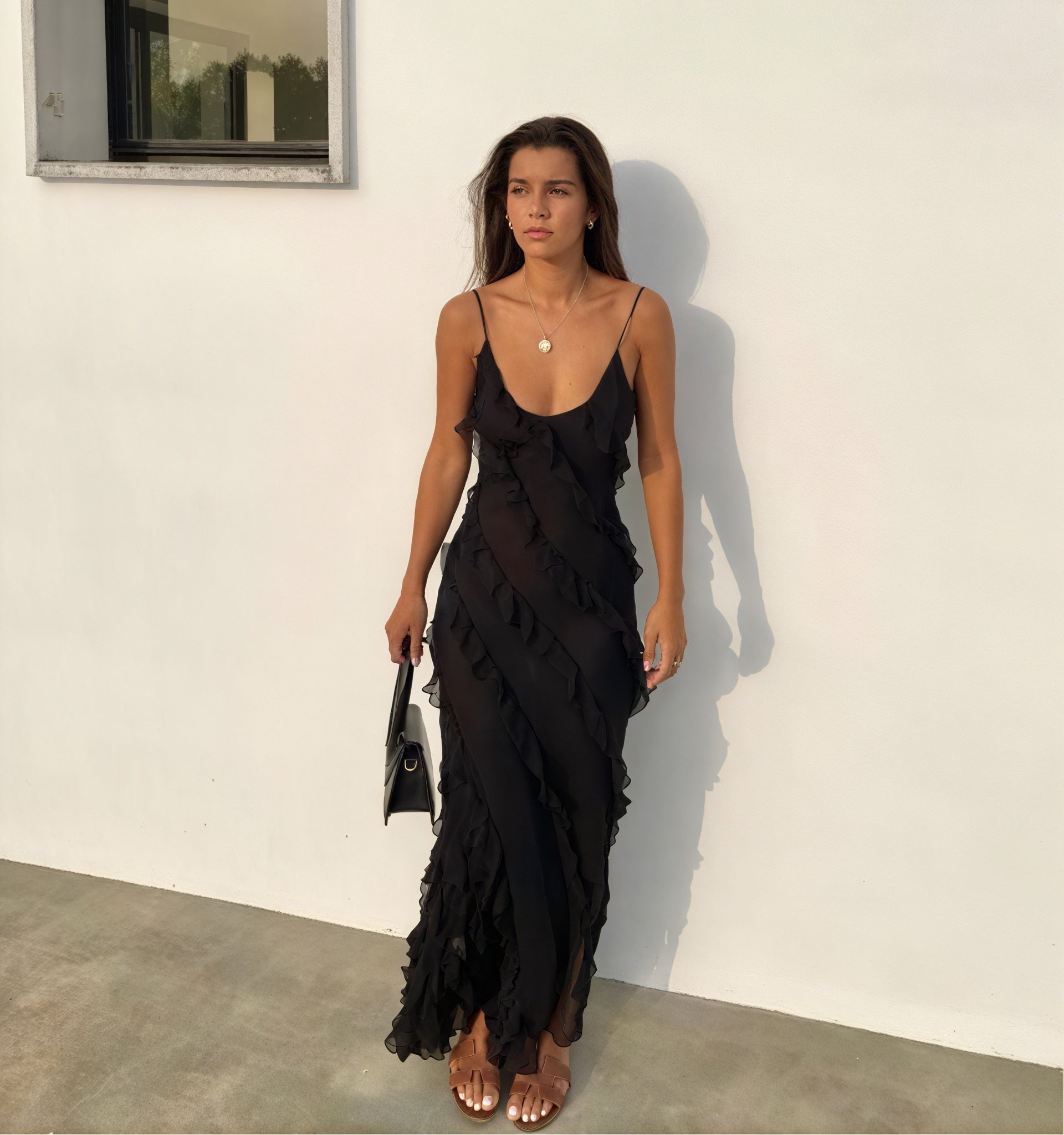 Basicfold Women's Flowing Ruffle Spaghetti Strap Maxi Dress, S-XL-83279-912b009b-b979-447a-b81c-268cee788b7d