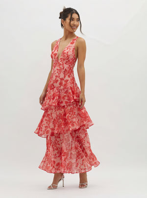 Basicfold Women's Floral Print V-Neck Tiered Maxi Dress-83283-d7f6005b-0a98-473c-82f2-09286dbd057d