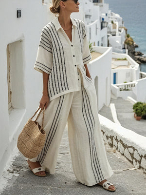 Basicfold Women's Linen Stripe Two-Piece Set – Relaxed Fit, S-XL-83284-0abda346-6c2e-4572-9c29-3ae122ca01d2