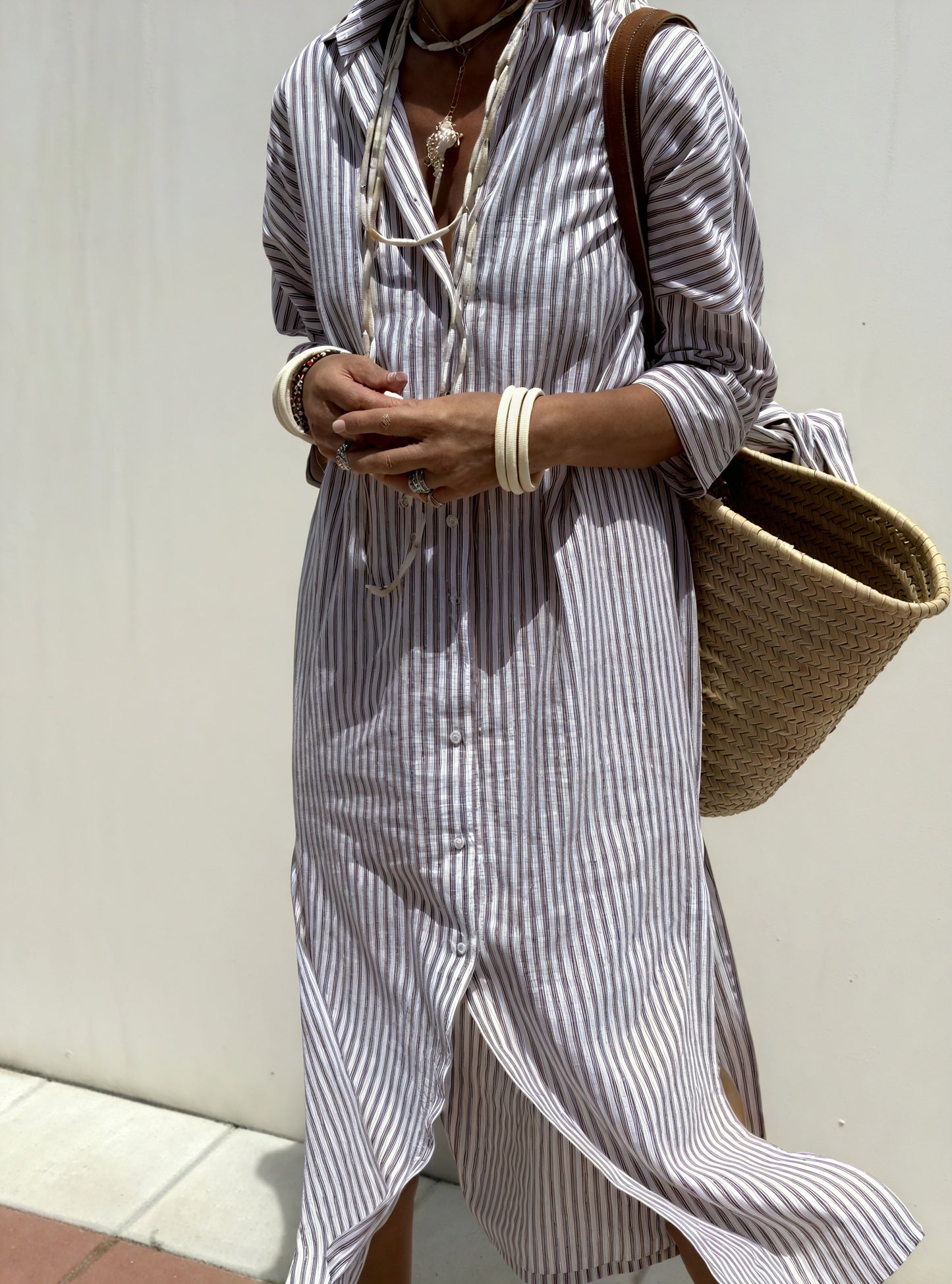 Basicfold Women's Striped Button-Down Long Sleeve Versatile Dress-83289-0eb35809-e1c5-4ff8-8d64-e6bb8aee067c