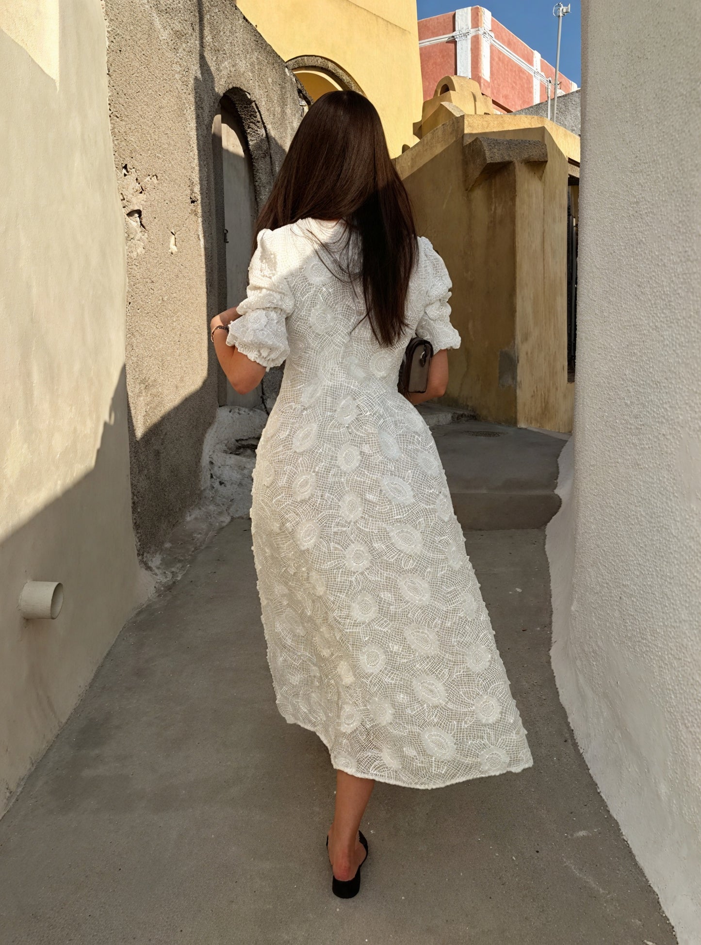 Basicfold Women's White Embroidered Button-Down Midi Dress, Short Sleeve, S-XL-83314-a5df94c8-79b8-4914-8dd1-d50fffe74621