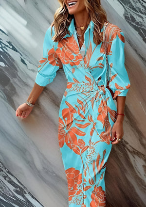 Women's Wrap Dress – Striped Pattern, Long Sleeve Design-83361-ffc92f66-3303-41f9-9249-ff4668cd521b