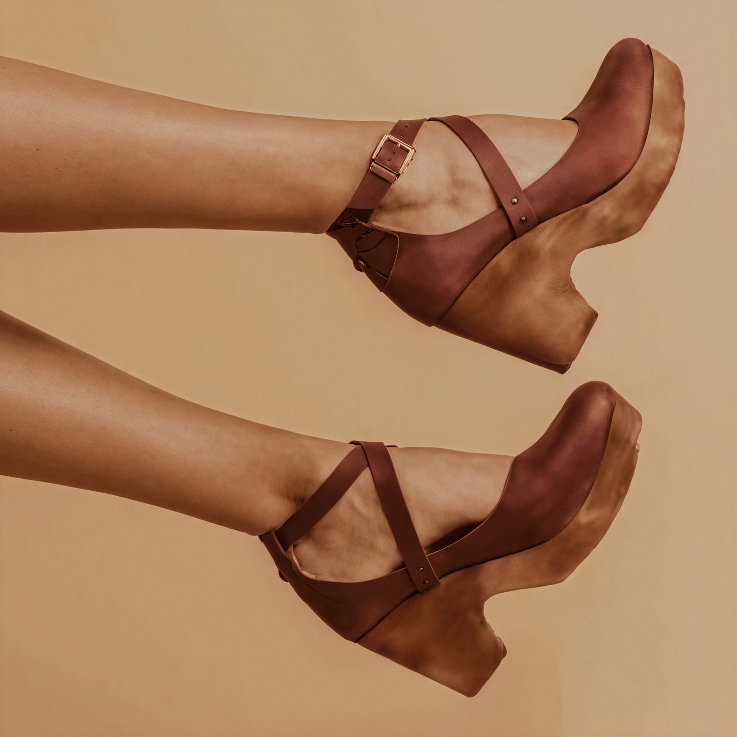 Women's Leather Platform Sandals – Wooden Sole, Ankle Strap, Cross-Strap Design-83366-f01bc4d3-d608-47ec-b5ce-dfbd88d9b59b