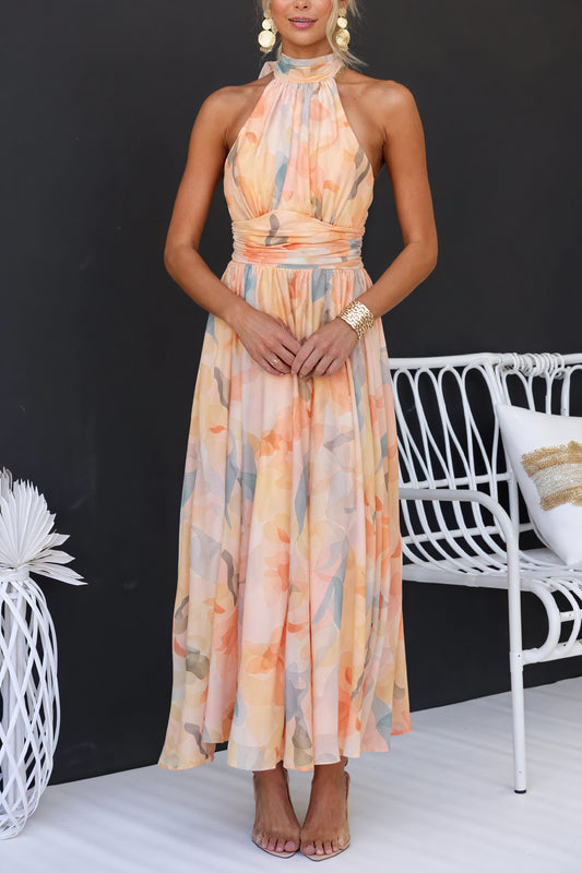Women's Floral Halter Maxi Dress with Adjustable Waist Tie-83370-0500792e-6689-4f3d-9cf8-11723eabc100