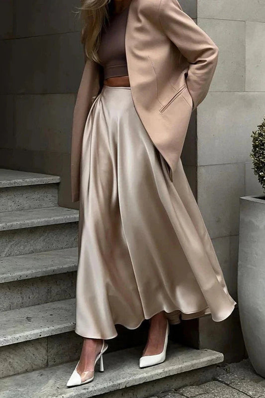 High-Waisted Drape Maxi Skirt