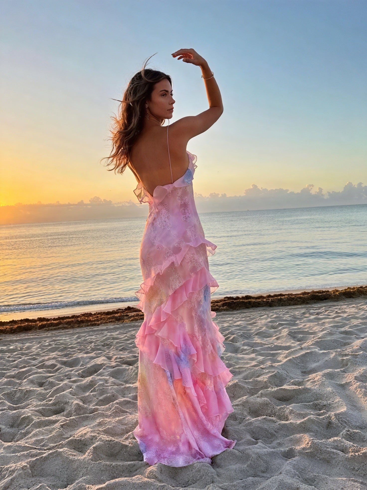 Women's Floral Sleeveless Dress – Ruffle Detailing, Spaghetti Straps, Summer Style-83560-c047df06-0f92-42e8-bdaf-610dd286445c
