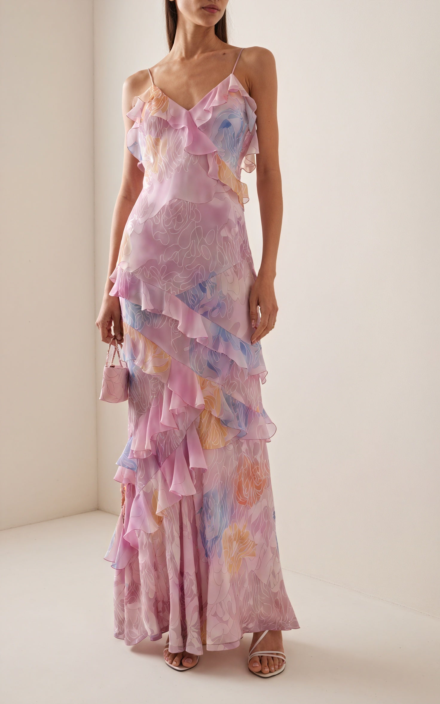 Women's Floral Sleeveless Dress – Ruffle Detailing, Spaghetti Straps, Summer Style-83560-02efe3b6-b026-4698-94fb-61786a9cfbe6