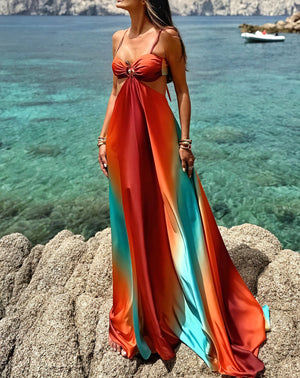Women's Ombre Satin Midi Dress – Cut-Out, Spaghetti Strap-83593-fc3f9dd1-97db-48fb-8623-a1ce398e8e3f