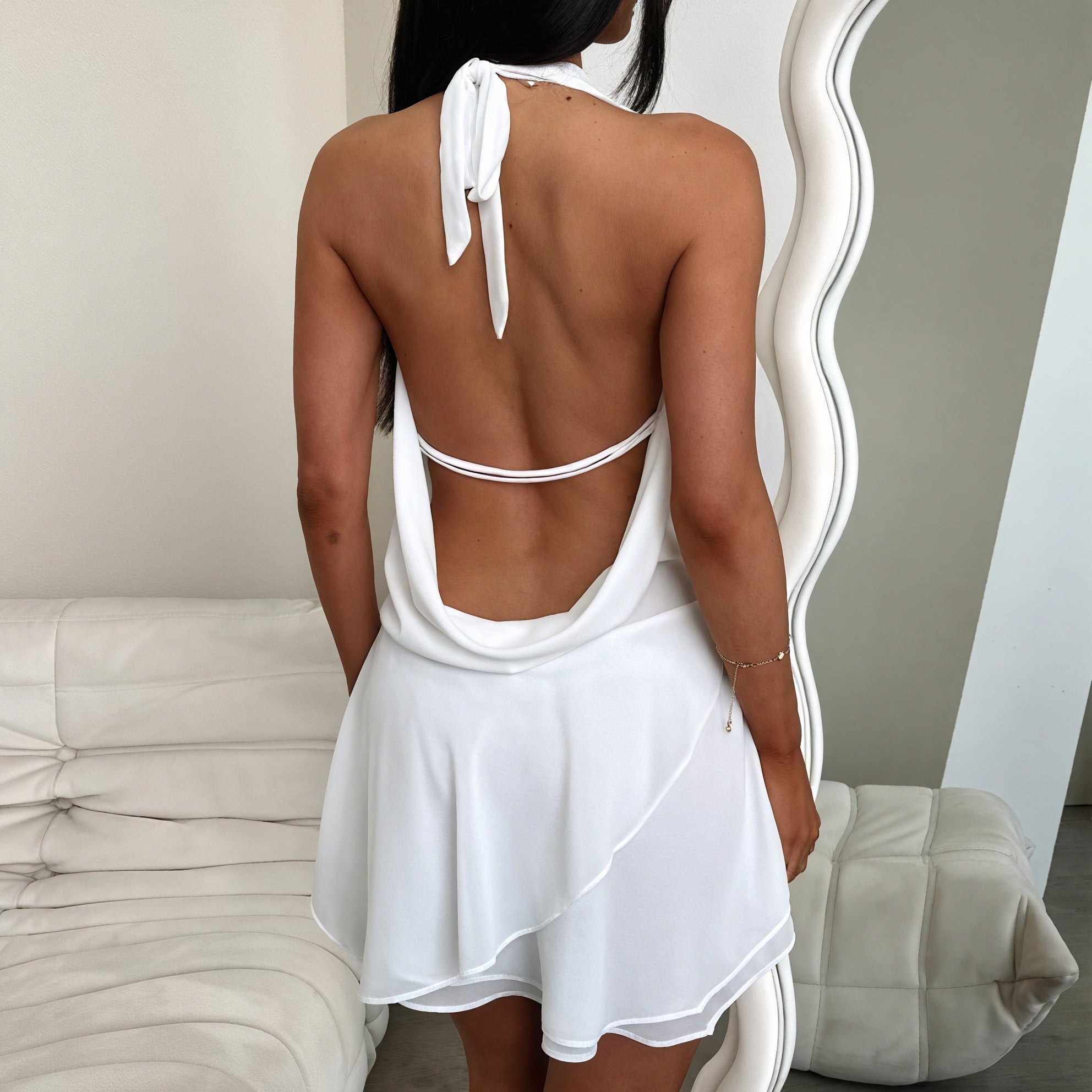 Women's Mini Dress – Halter Neck, Flowy Fabric, Casual Summer Style-83654-5a196f3b-2db0-4a26-96b6-bd8ffdf3d39d