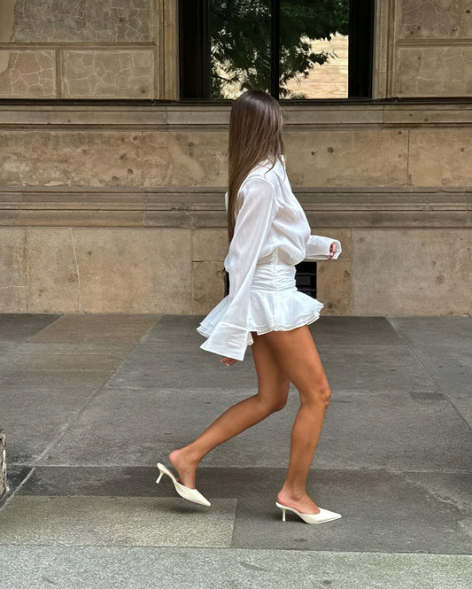 Women's White Long Sleeve Button-Down Dress, Elegant Style-83661-68e87245-84db-4ff8-9ee7-59a66d10de4c