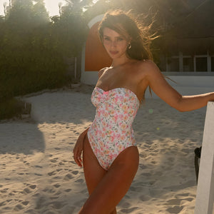 Women's One-Piece Swimsuit – Strapless Floral Print, Vibrant Style-83766-e157e1fb-3f52-4249-9c06-4bef5629f905