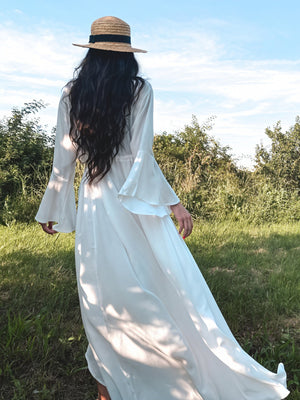 Women's Maxi Dress – Flowing V-Neck, Long Sleeve, Tie Waist-83779-cbe3a0c3-375e-4de2-b457-664227bd5d2e