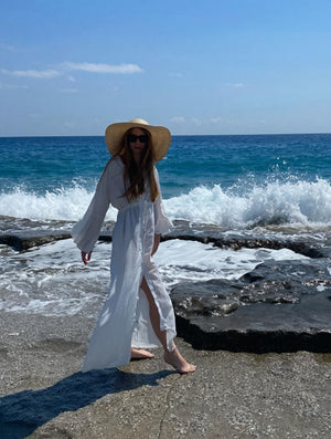 Women's Maxi Dress – Flowing V-Neck, Long Sleeve, Tie Waist-83779-1ac6fbb2-cd3b-4ae4-ac4d-e94d6a2162bd