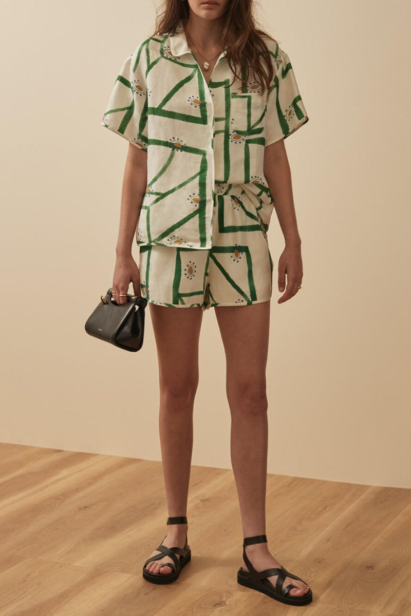 Geometric Print Loungewear Set - Two-Piece