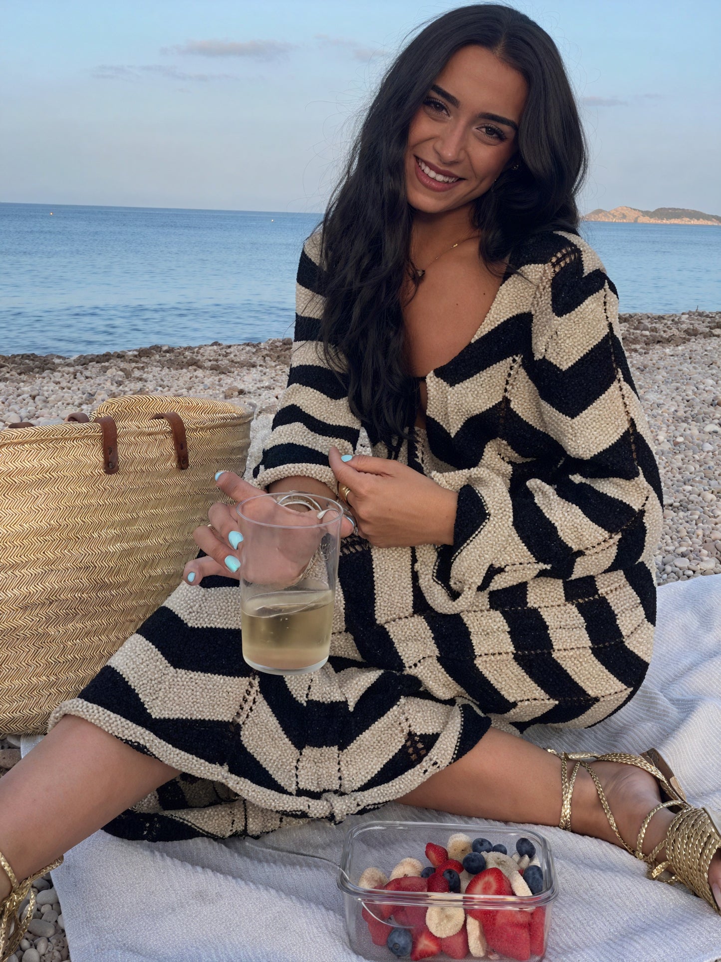 Women's Knit Dress – Chevron Pattern, Long Sleeve, Modern Style-83785-97dbb559-3b59-4d72-b2a2-04b88e42ce3c